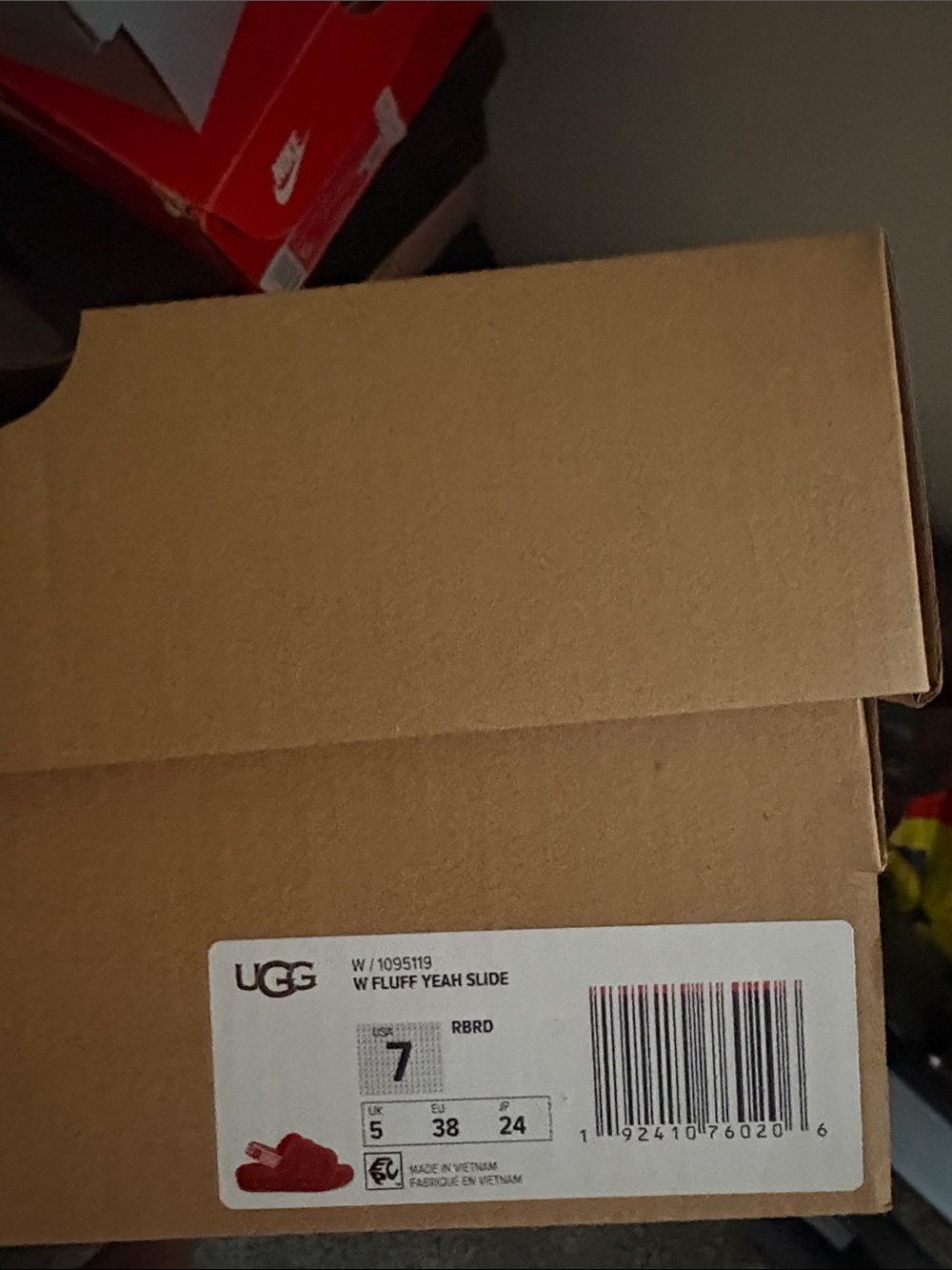 UGG Red Fluff Slide Slippers - Picture 3 of 3